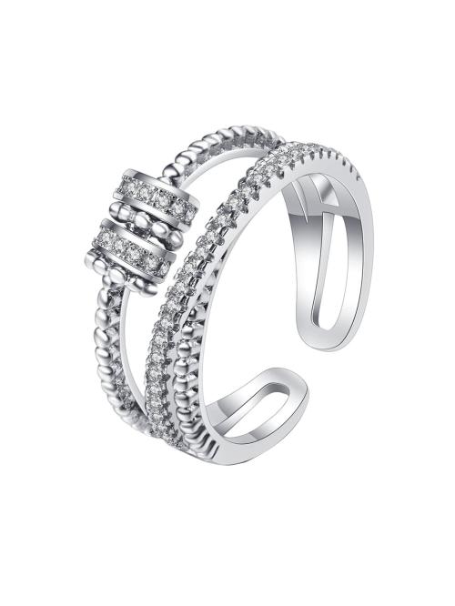 Kairangi By Yellow Chimes Silver Plated Brass Elegant Austrian Crystal Studded Ring For Women And Girls