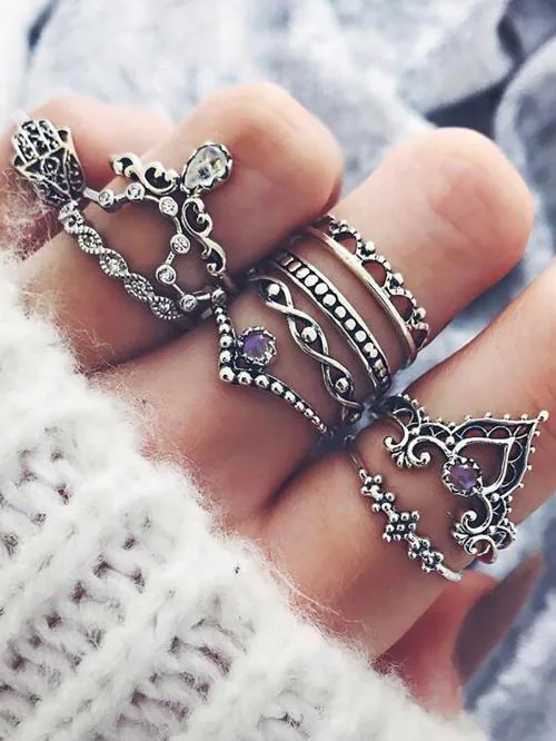 Scintillare by Sukkhi Graceful Oxidised Rings Combo for Women