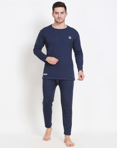 OOSHIN UK Mens Navy Thermal Basic Set (Upper+Lower) - size-2Xl