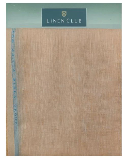 Linen Club Men Peach Solid Linen Shirt Fabric