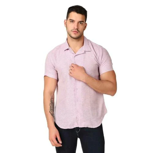 Patrinus Men's Jute Linen Plain Solid Half Sleeves Regular Fit Formal Shirt for Men/Casual Shirt/Shirt