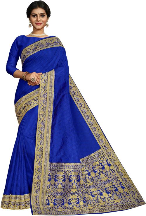 Webtile World Women Rani Woven Design Cotton Silk Jamdani Saree (Free Size)
