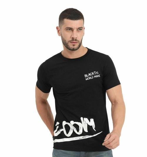 E4A Men Zoom Black Graphic Printed Cotton Men (Xl)