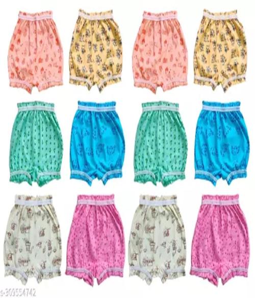 PC PERIDOT CREDO KIDS COTTON ALL OVER PRINTED(MACHINE) BLOOMERS - COMBO PACK OF 12 l 0 To 6 Months (ZERO)