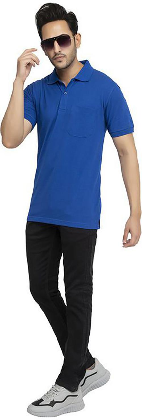 AJEEOJEE BZAR Men Royal Blue Solid Cotton Blend T-ShirtRoyal BlueXXXL