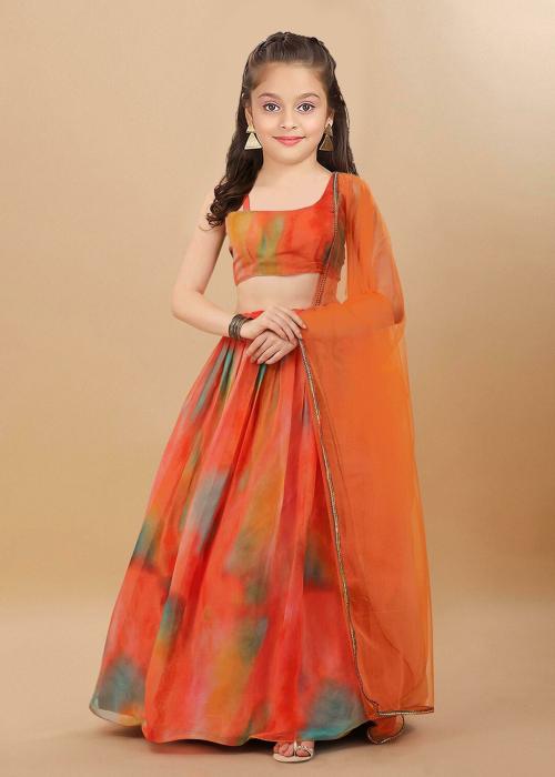 KedarFab Girls Multicolor Embroidery Silk Blend Single Lehenga & Choli | Girls Lehenga Choli | Girls Ethnic Wear | Kids Ethnic Wear