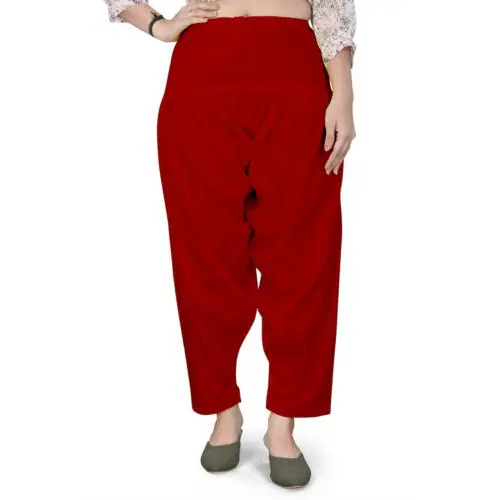 DOLANE Red Color Cotton Patiyala Salwar Pant Free Size Upto Wear 32 To 36