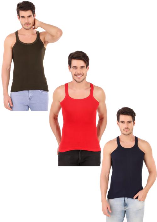 Hap Men's Cotton Muscle Tee Vests (Assorted Colours) Multicolor - Pack of 3_XL
