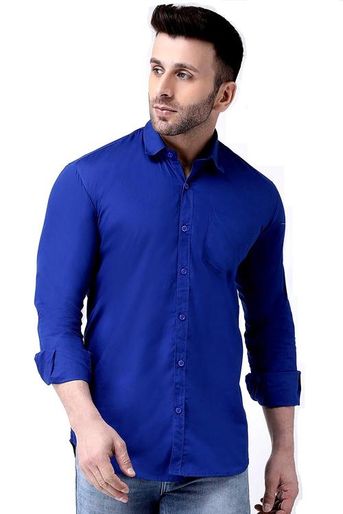 DEZANO Men Cotton Royal Blue Shirt XL