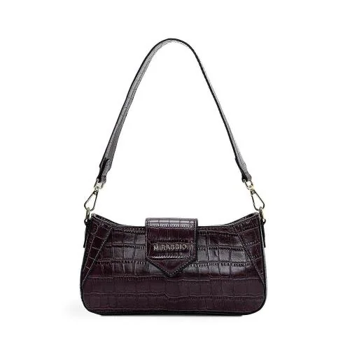 Miraggio Womens Wine Faux Leather Shoulder Handbag