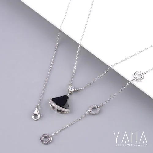 Yana Silver Jewellery Bvlgari Diva's Dream Onyx Diamond Pendant In Pure Silver