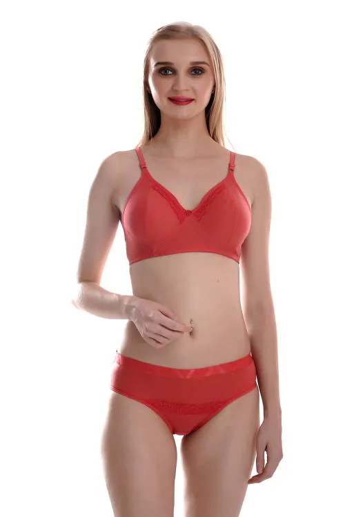 LooksOMG's Lycra Bra & Panty Set in Peach Color