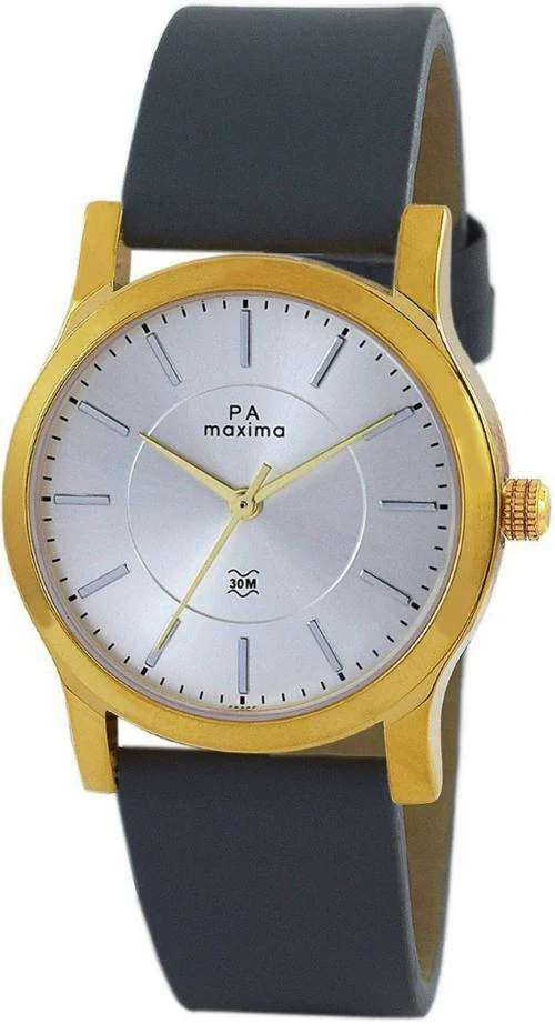 Maxima Analog Silver Dial Black Strap Watch For Women (O-50865LMLY)