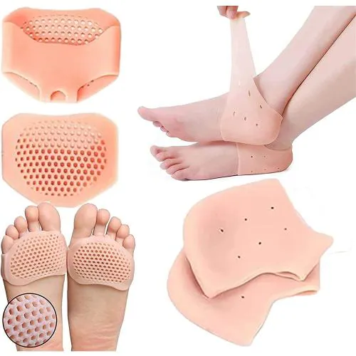 DJ FINDER Silicone Women Heel Socks Foot Protector Silicon Socks For Women Cracked Heel Gel Heel Pad For Anti Heel Swwlling Pain Relief (Skin Color, Free Size) - 1+1 Pair