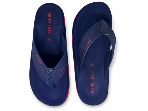 ORTHO HEEL Mens Soft Flat Slippers Ortho Care Orthopaedic Diabetic MCR Comfort Flip Flops(Navy Blue)(size-8)