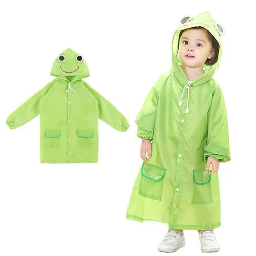 PALAY Raincoat for Kids, Polyester Bright Color Raincoat with Hood,Pockets and School Bag Coverage