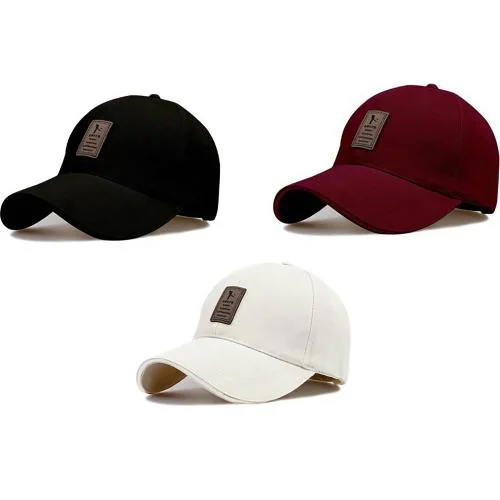ALAMOS Maroon,White,Black Ediko Cotton Cap(Pack of 3)