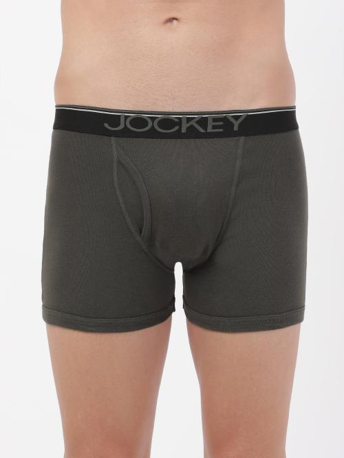 Jockey 8009 Men's Deep Olive Solid Cotton Boxer Briefs