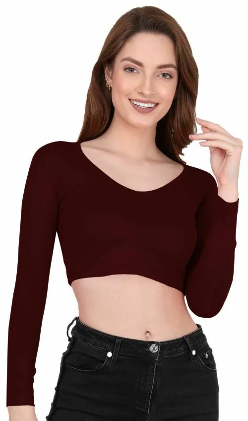 THE BLAZZE B1309 Womens Cotton V-Neck Full Sleeve Saree Blouse