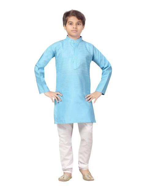 Aarika Boys Firozi-White Color Cotton Kurta Pyjama Set
