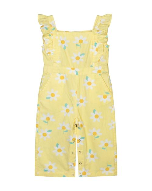 Budding Bees Baby Girls Yellow Printed Jumpsuit