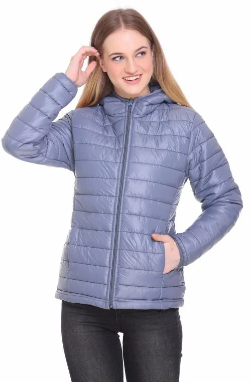 HONEY BELL Women Grey Self Design Polyester Casual Jacket