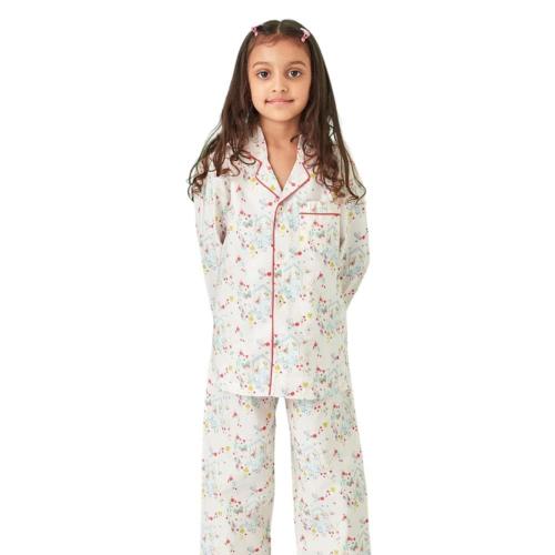 Giggle Buns Boys And Girls Pink Cow Print Pure Cotton Pajama And Top (7-8 Years)