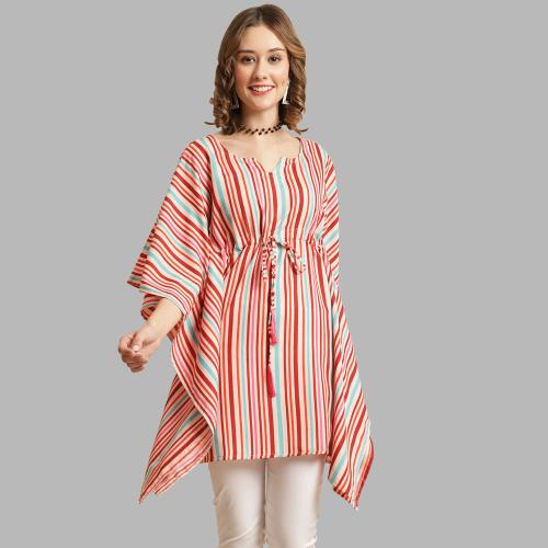 Fabflee Women Printed Crepe Kaftan Top | Women Top | Tops for Women