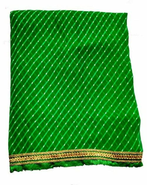 ORRUV Women Green Leheriya Georgette Saree with Blouse Piece