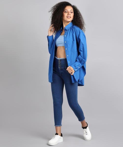 Blue Broadbelt High Rise Skinny Ankle Frayed Hem Jeans-1087 - 36 / Blue