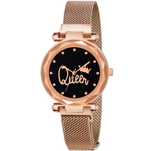 KIARVI GALLERY Analogue Queen Dial Magnetic Strap Watch For Girls and Women