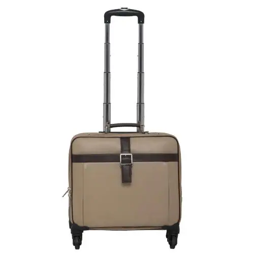 Buy Mboss Cream, Brown Faux Leather Laptop Trolley Bag, 36 L Online at
