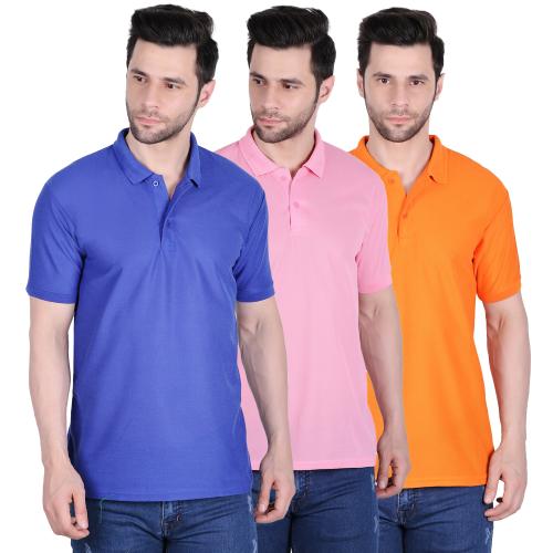Ansh Fashion Wear Men's Pack Of 3 Polo Neck Tshirt-Royal Blue-Pink-Black T-Shirt for Men | Mens T-Shirt | Trendy T-Shirts for Men