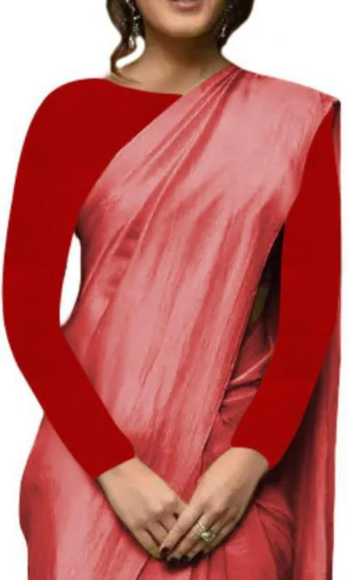 THE BLAZZE Women Red Solid Cotton Blend Boat Neck Blouse (M)