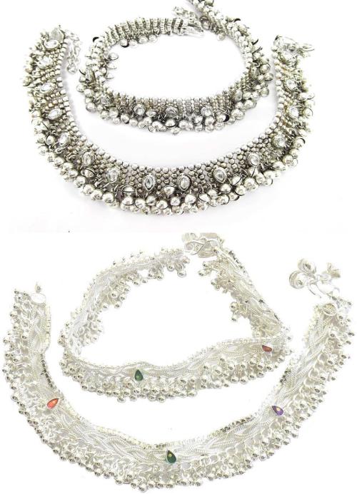 Buy Charms Alloy Silver Anklets For Women (Pair Of 2) Online at Best