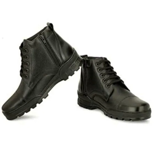 Buy celtica Men's pure leather black zipper combat boots police army ...