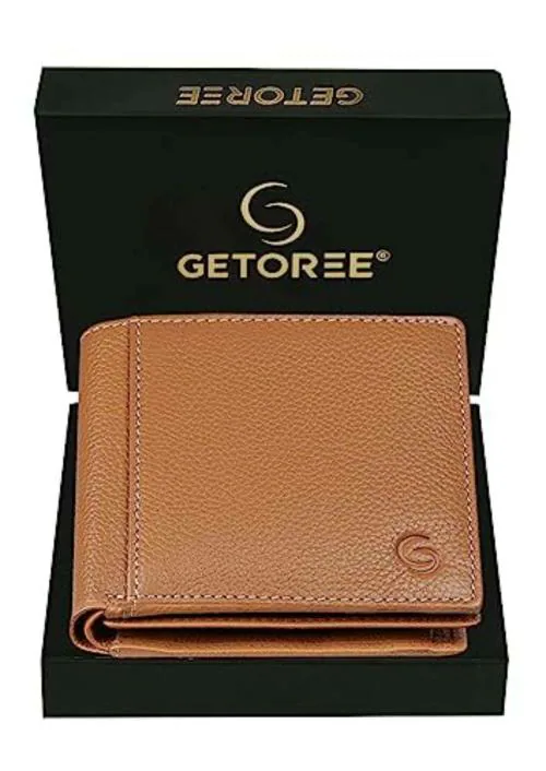 GETOREE Beige Genuine Leather Rfid Wallet for Men I 6 Credit/Debit Card Slots I 2 Secret compartments I 1 Coin Pocket & 2 Currency Compartments.