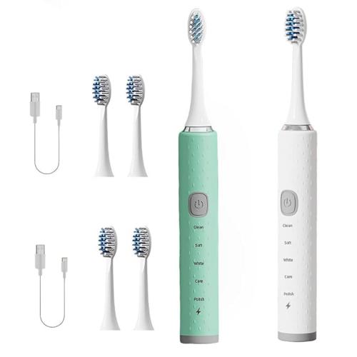 Jellify Electric toothbrush's USB charging with 2 Extra Interchangeable Brush Head & 5 Vibrating Cleaning & Brushing Modes for Adults (Pack of 2)