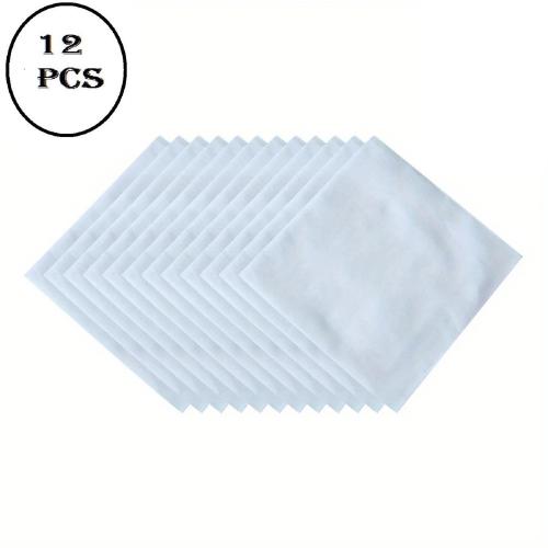 Sasta sales White cotton hanky for men| Plane handkerchief| Formal and official handkerchief| Pack of 12 pcs