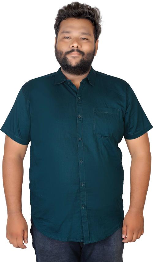 BOTTOM BRICK Mens Rama Green Solid Pure Cotton Casual Shirt (4XL)