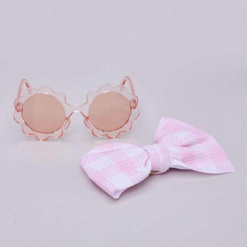 KIDOFASH Baby Sunglasses Bow Headband Set Toddler Sunglasses Headband Gift Set Stretchy Bow Headband