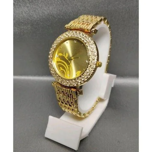 LYONORA Stylish Tree Dial Analog Watch for Women Silver Dial Gold Strap Analog Watch for Girls