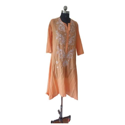 Chikansazi Handmade Lucknow Chikandar Kurti for Girls and Women-Pink