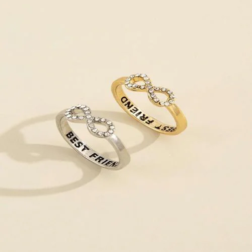 ARZONAI Best Friends Best Friends Rings Golden and Silver Metal Ring Set