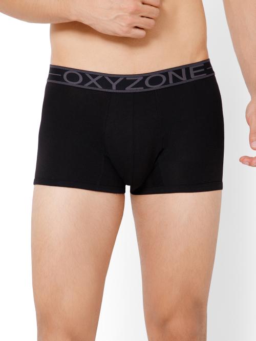 OXYZONE Classic Men's Trunks | Soft Cotton | Stretch Fit | Quick-Dry | Anti-Odor | Ultra-Soft | Moisture-Wicking | Breathable | Comfort Fit Boxer Trunks for Men, Black (Pack of 1)