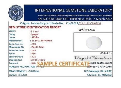 feeltouchmart-Opal Austrailian Dudhiya Pathat 5.15 Carat Original Certified By IGL Lab