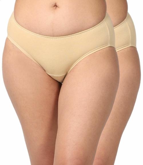 Adira | Leak Proof Panties In India | Made With Hi-Tech Soft Cotton Crotch | Dry & Hygienic From Everyday Discharge | Leakproof & Breathable | Full Back Coverage | Pack Of 2 | Skin | L