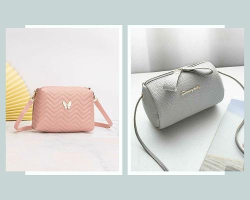 Fargo Grey, Pink PU Sling Bag For Women Pink-Butrfly-Grey-Cylinder