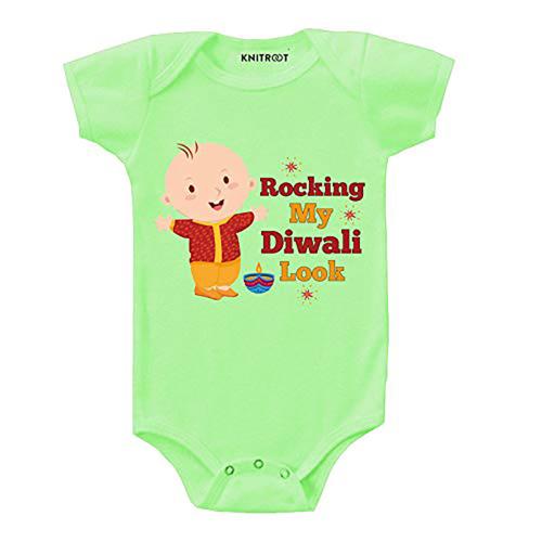 Buy KNITROOT Baby Boy Green Cotton Romper Online at Best Prices in