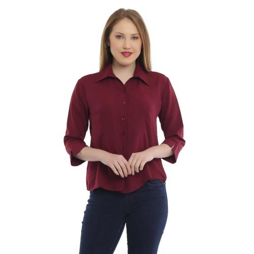 Buy R Cube Women Casual / Office Wear Poly crepe Button Down Shirt